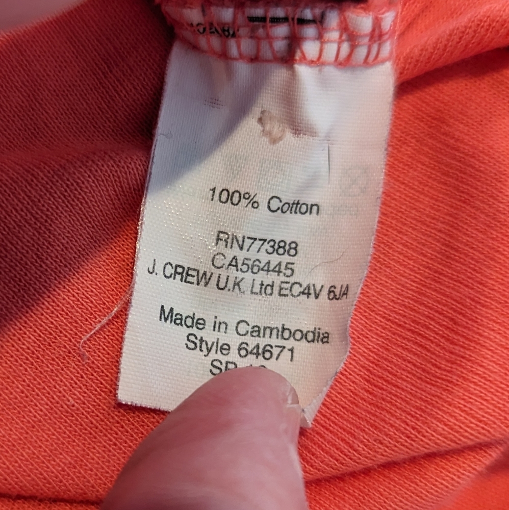 J CREW Coral Orange Slub 100% cotton Scoop Neck T-shirt Size XL *see note - Picture 3 of 5